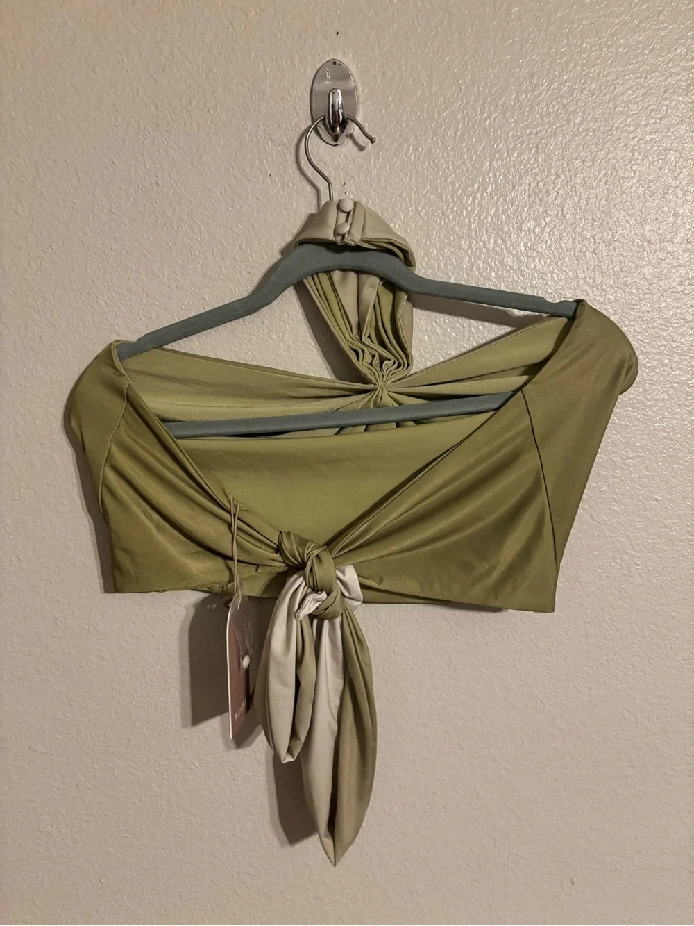 Meshki Bronwyn Halter Crop Top & Ruched Maxi Skirt Set in Ombré Vintage Olive